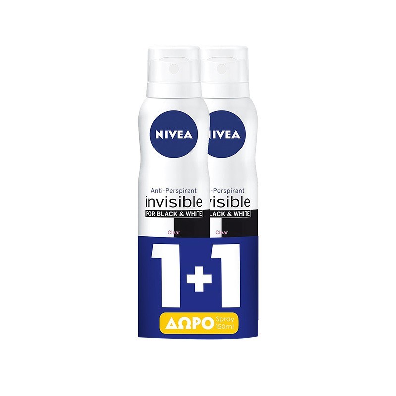 NIVEA Deo Spray Invisible for Black & White Clear 150ml 1+1 ΔΩΡΟ