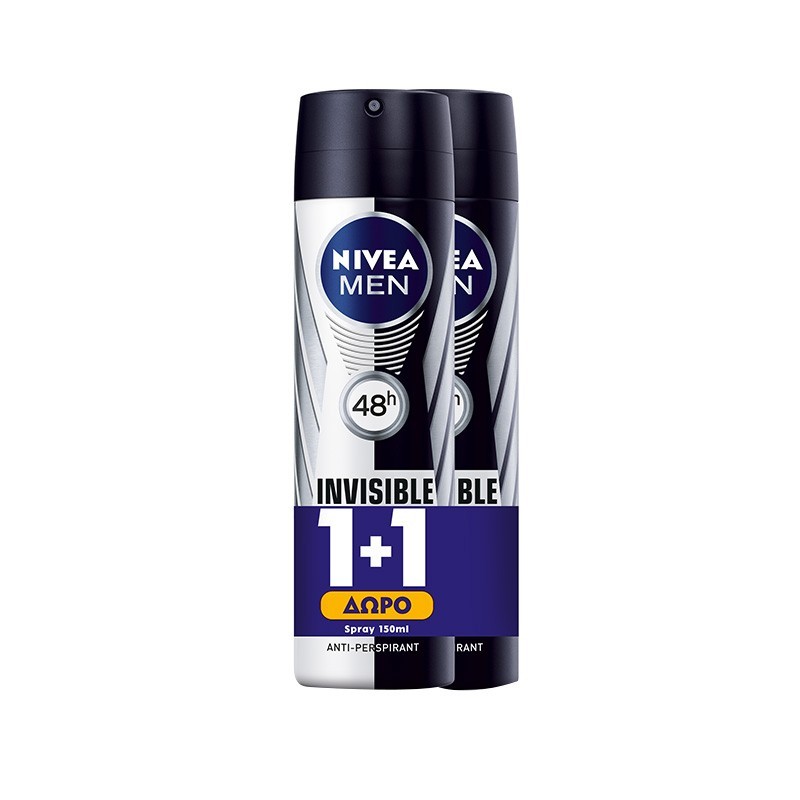 NIVEA Men Deo Spray Invisible for Black & White 150ml 1+1 ΔΩΡΟ
