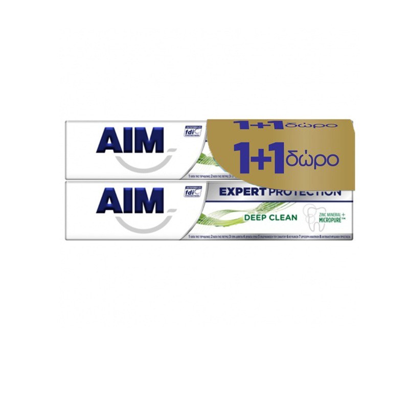 AIM Οδοντόκρεμα Expert Protection Deep Clean 75ml 1+1 ΔΩΡΟ