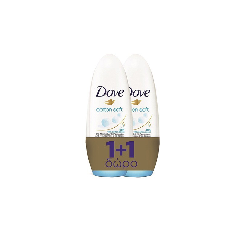 DOVE Deo Roll-on Cotton Soft 50ml 1+1 ΔΩΡΟ