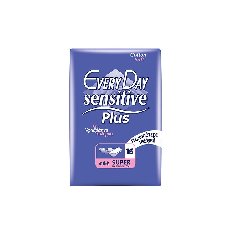 EVERYDAY Σερβιέτες Sensitive Plus Super Cotton Soft 16τεμ.