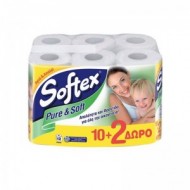 SOFTEX Χαρτί Υγείας Pure & Soft 10 Ρολά +2 Δώρο