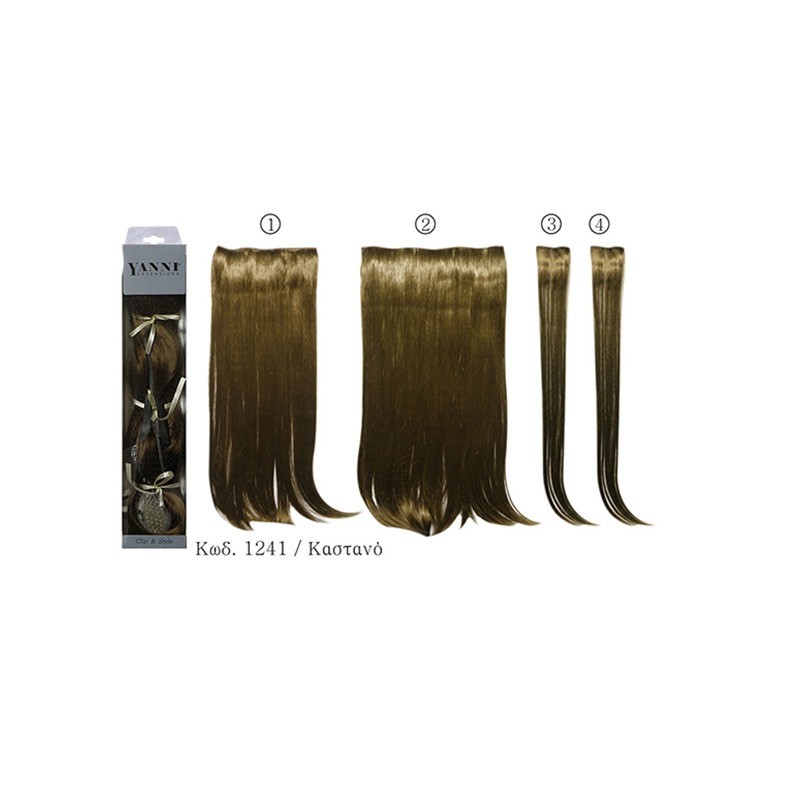 YANNI EXTENSIONS Συνθετική Τρέσα Μαλλιών Σετ Ίσιο Καστανό 55cm