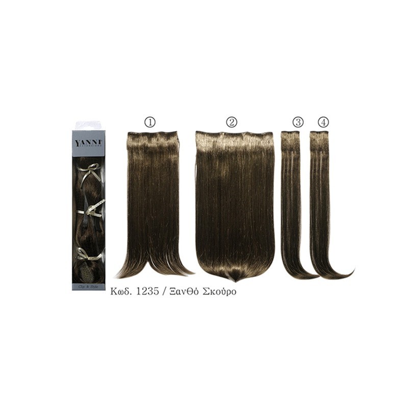 YANNI EXTENSIONS Συνθετική Τρέσα Μαλλιών Σετ Ίσιο Σκούρο Ξανθό 55cm