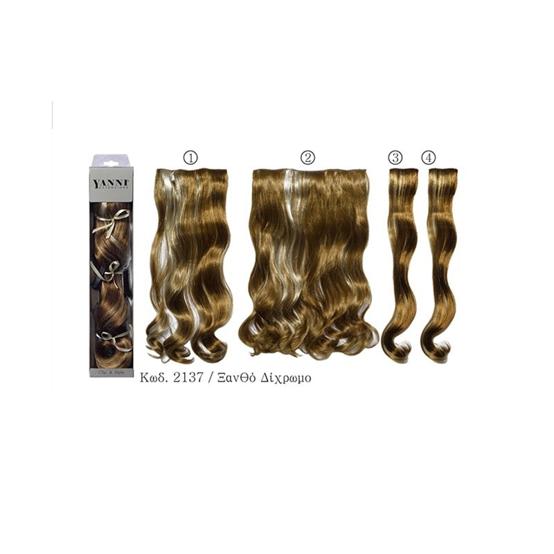 YANNI EXTENSIONS Συνθετική Τρέσα Μαλλιών Σετ Μπούκλα Ξανθό Δίχρωμο 45cm