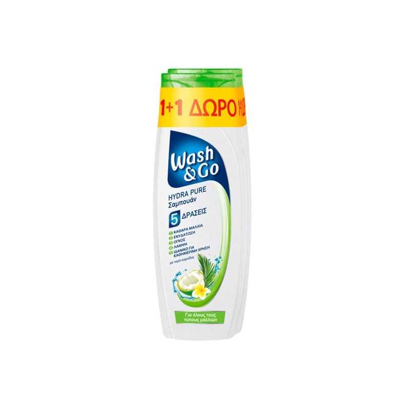 WASH&GO Shampoo Hydra Pure All Hair Types 400 ml 1+1 Δώρο