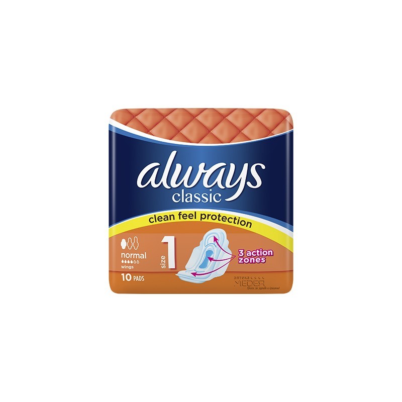 AlWAYS Classic Normal 10 Pads Clean Feel Protection size 1