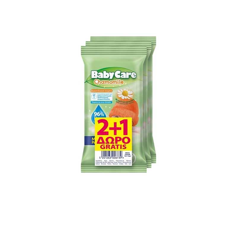 BabyCare Mini Pack Μωρομάντηλα Χαμομήλι 2+1 Δώρο 3x12τεμ