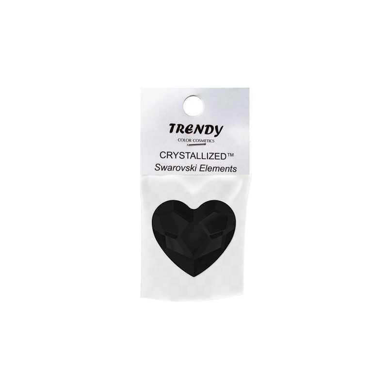 TRENDY Swarovski Καρδιά Μαύρο 3 τμχ
