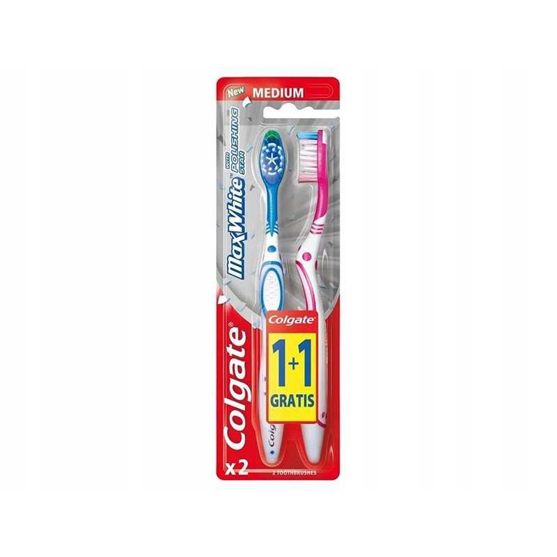COLGATE Οδοντόβουρτες Max White Medium 2τεμ 1+1 ΔΩΡΟ