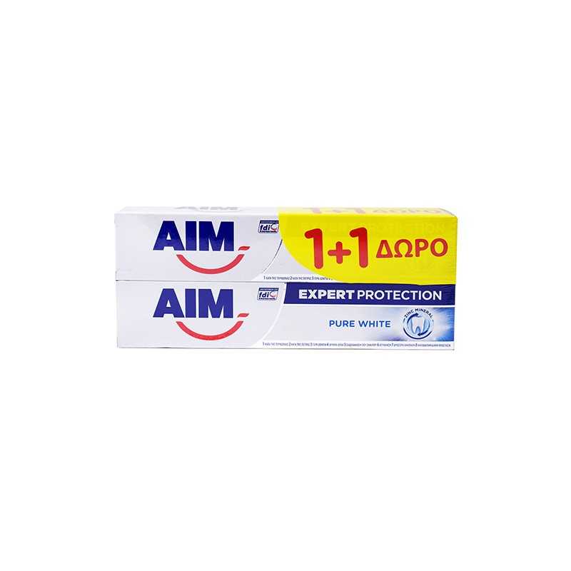 AIM Οδοντόκρεμα Expert Protection Pure White75ml 1+1