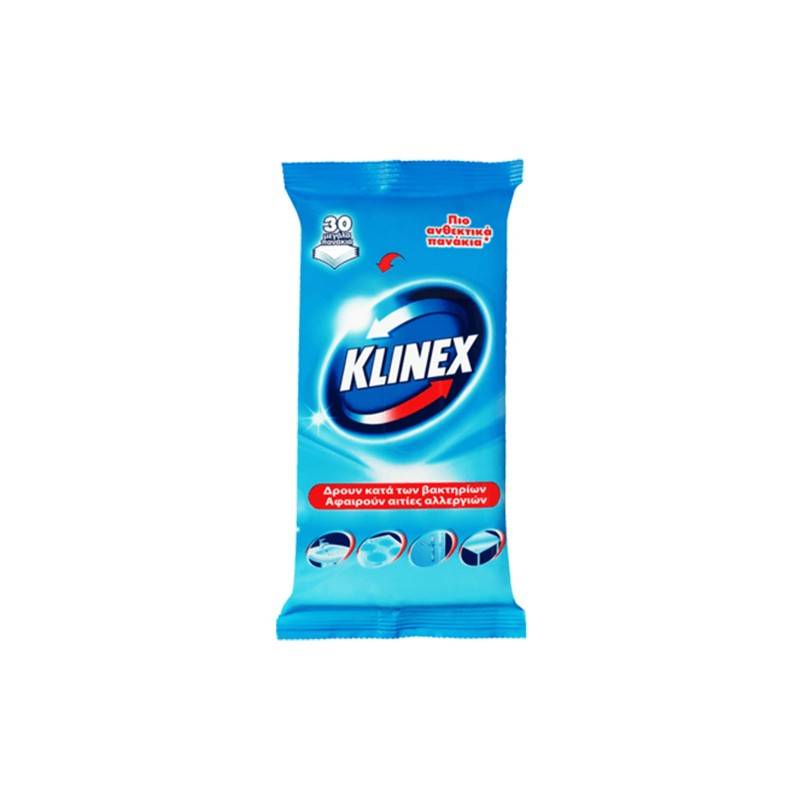 KLINEX Υγρά Αντιβακτηριδιακά Πανάκια Καθαρισμού (30τεμ.)
