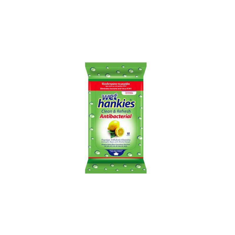 Wet Hankies Antibacterial Lemon 15τμχ