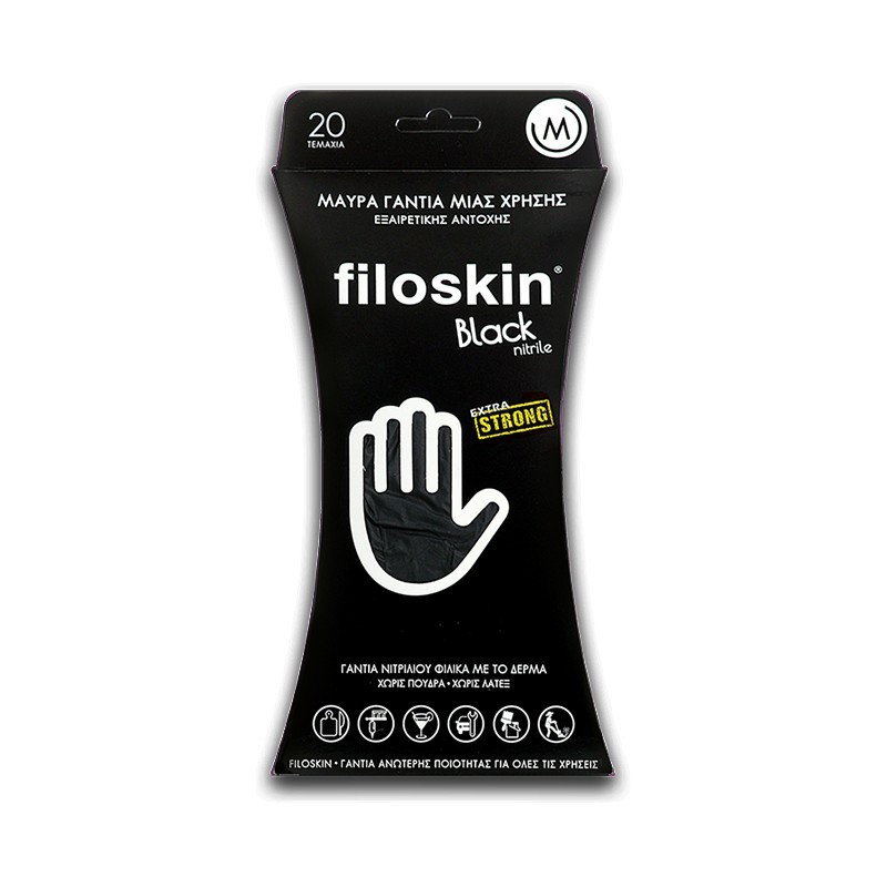 FILOSKIN Γάντια Νιτριλίου Black Medium 20 τμχ.