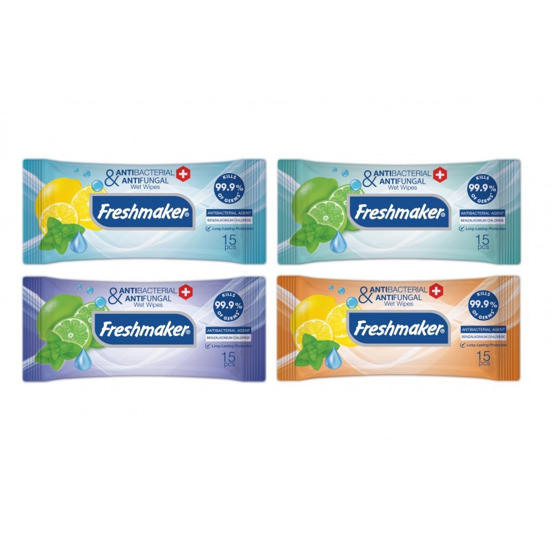 Freshmaker Antibacterial Wet Wipes Pocket Size 15τμχ