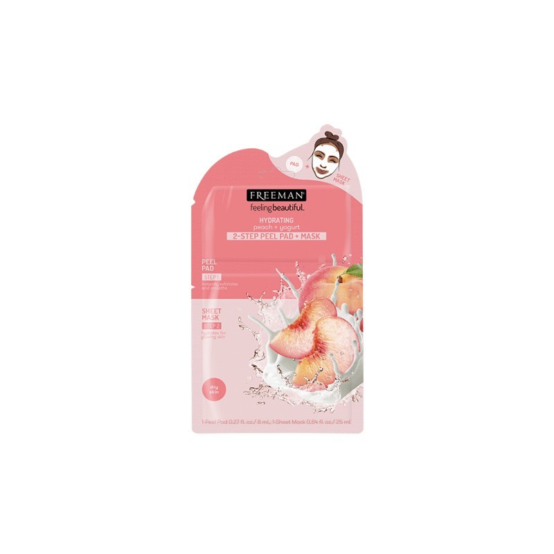 FREEMAN Beauty Hydrating Peach & Yogurt 2-Step Peel Pad + Mask 25ml