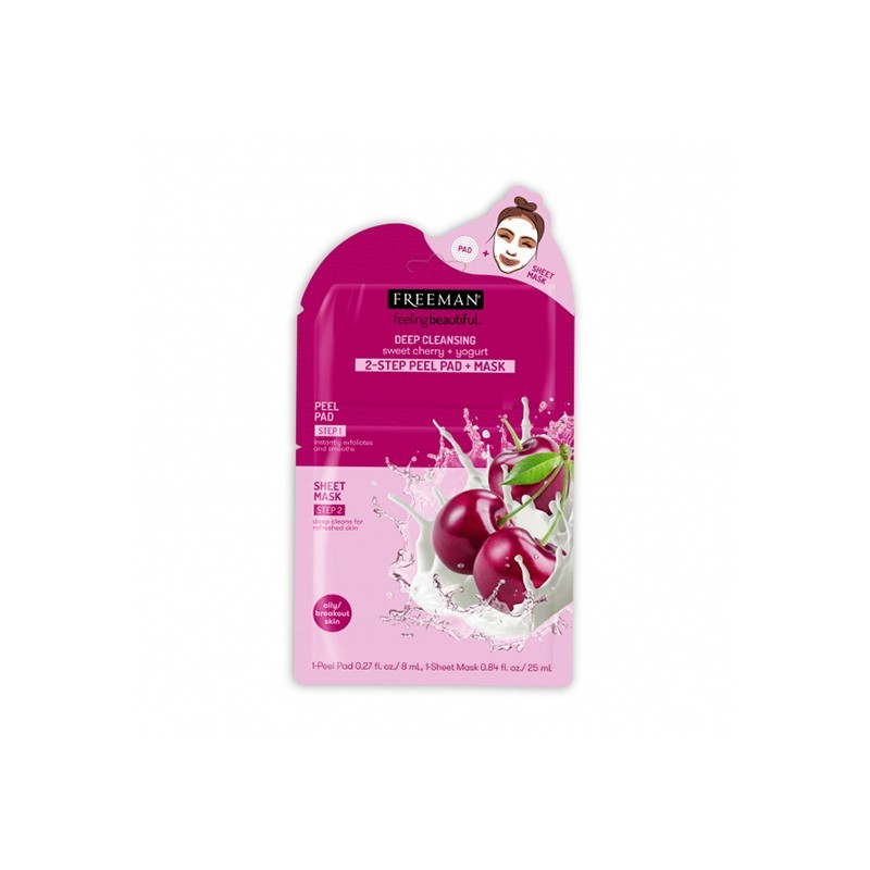 FREEMAN Beauty Deep Cleansing Sweet Cherry & Yogurt 2-Step Peel Pad + Mask 25ml