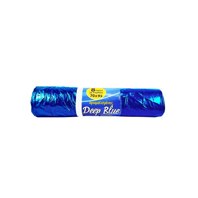 DEEP BLUE Σακούλες Απορριμάτων Μπλε με Κορδόνι Αρωματισμένες (70x95)  8τμχ