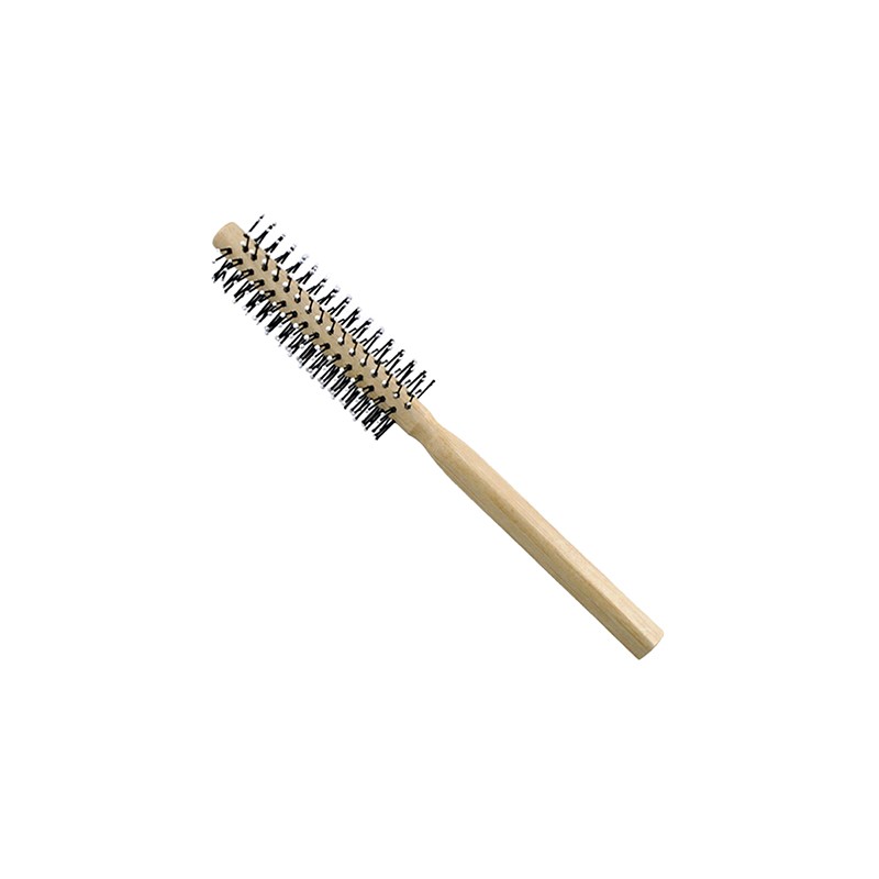 HAIR FASHION Βούρτσα Μαλλιών Στρογγυλή Ξύλινη/Οξιά  διπλές ακίδες Nylon  21.5cm