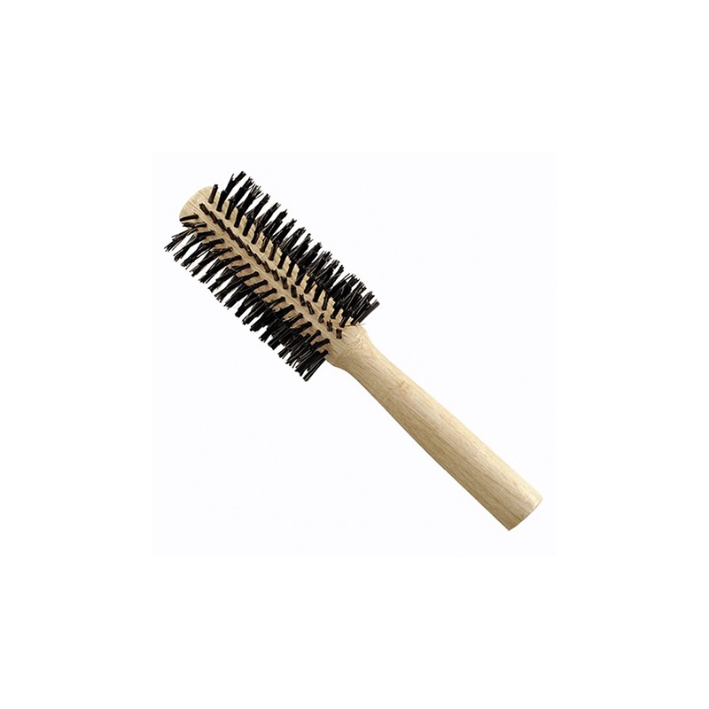 HAIR FASHION Βούρτσα Μαλλιών Στρογγυλή Ξύλινη/Οξιά  μακριές ακίδες Nylon  22cm