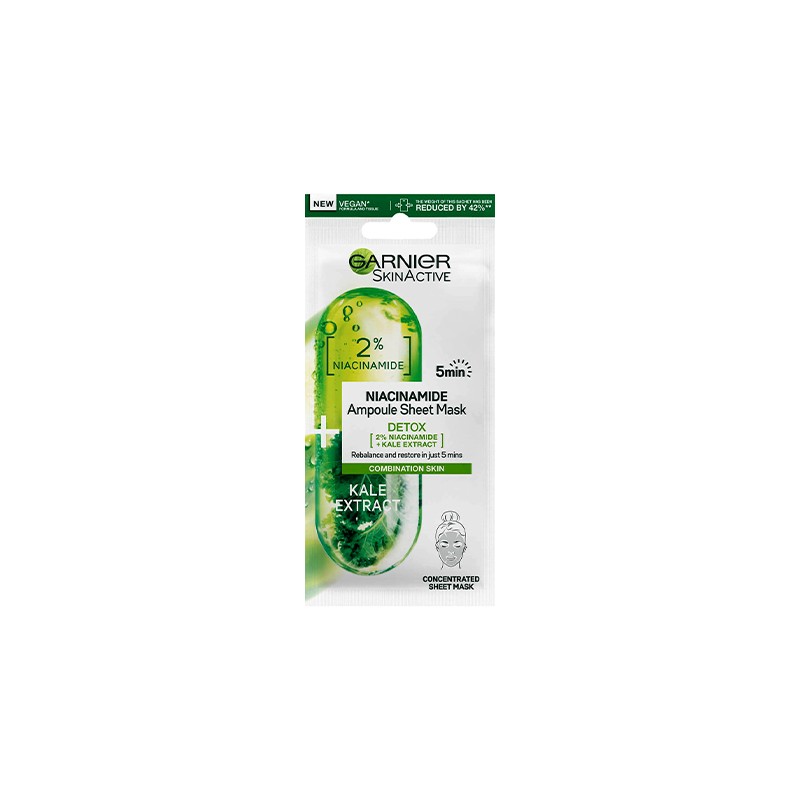 GARNIER Kale Extract and 2% Niacinamide Detox Ampoule Sheet Mask 15gr