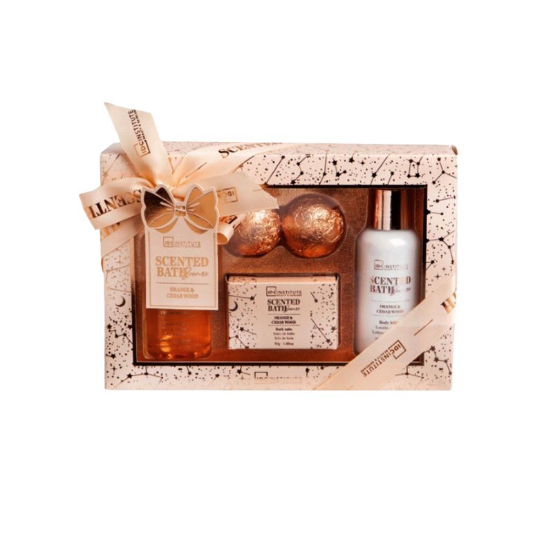 IDC INSTITUTE Orange & Cedar Wood Box Gift Set 4τμχ