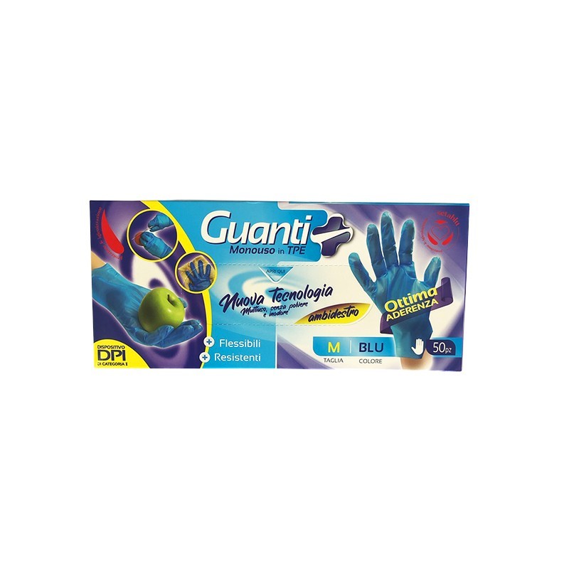 SETABLU Γάντια Μιας Χρήσης Μπλε Χωρίς Πούδρα 50τμχ Medium