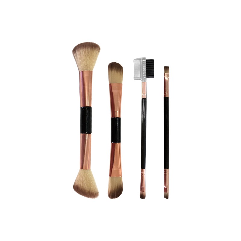 SWEET ROSE Makeup Brushes Professional Set  Διπλης Οψης 4pcs