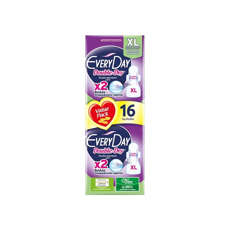 EVERYDAY Hyperdry Double Dry Ultra Plus Extra Long Economy 16τεμ