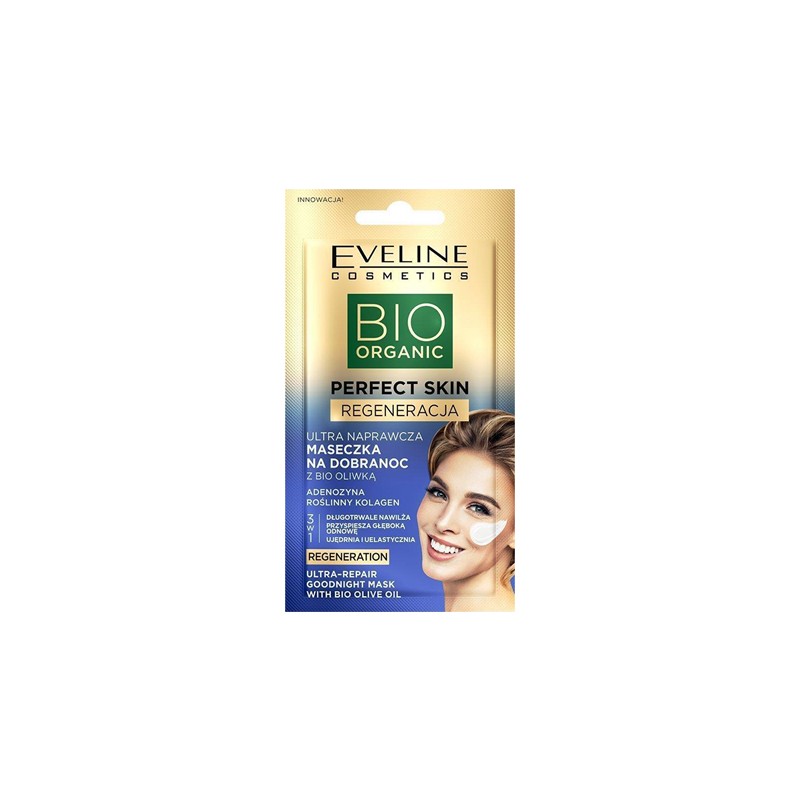 EVELINE BIO Organic Perfect Skin Aναζωογονητική Mάσκα Προσώπου Νυχτός Οlive Oil 8ml