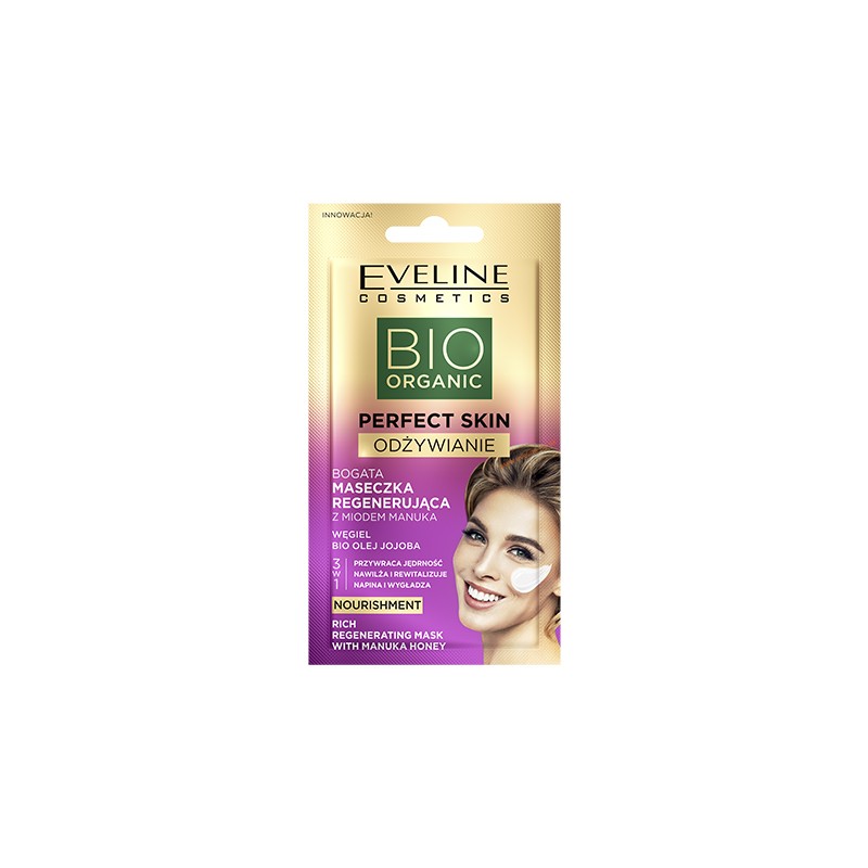 EVELINE BIO Organic Perfect Skin Aναζωογονητική Mάσκα Προσώπου Manuka Honey 8ml