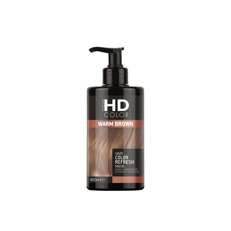 FARCOM HD HAIR COLOR Χρωμομάσκα Μαλλιών με Αντλία Warm Brown 400ml