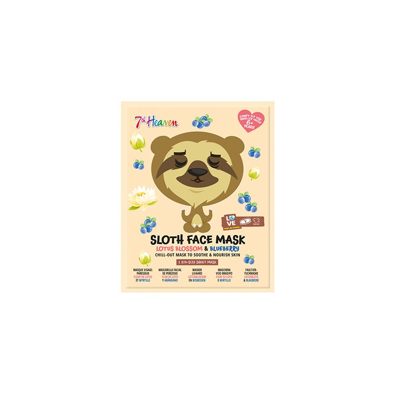 MJ Sloth Face Sheet Mask Lotus Blossom & Blueberry