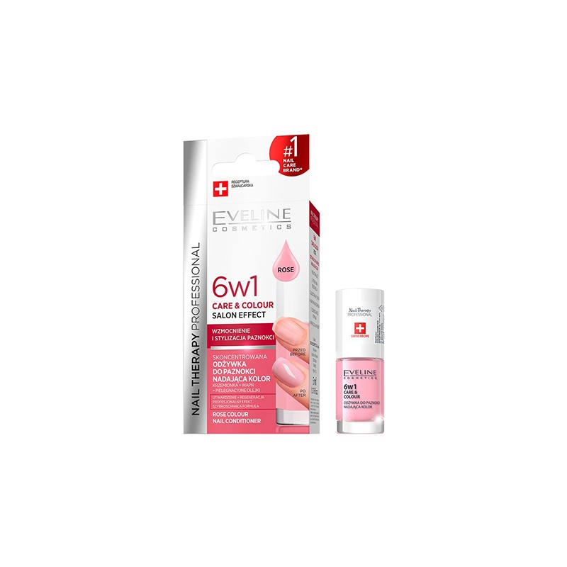 EVELINE Nail Therapy 6in1 Care & Color Nail Conditioner Rose 5ml