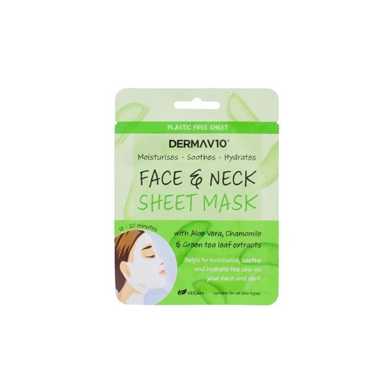 5056235400387DERMA V10 Face & Neck Sheet Mask Aloe Vera_beautyfree.gr