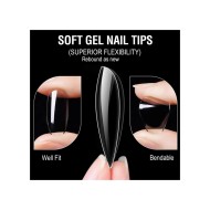 CANNI Professional Nail Tip 12 μεγέθη Matt Sort Coffin No 05 240τμχ