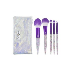 090672380937ROYAL&LANG Moda Make Up Brush Set Glitter Purple 6pcs_beautyfree.gr
