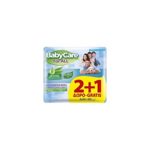 5201263078132BABYCARE For All Υγρά Μαντήλια Διαφόρων Χρήσεων 54τμχ (2+1 ΔΩΡΟ)_beautyfree.gr