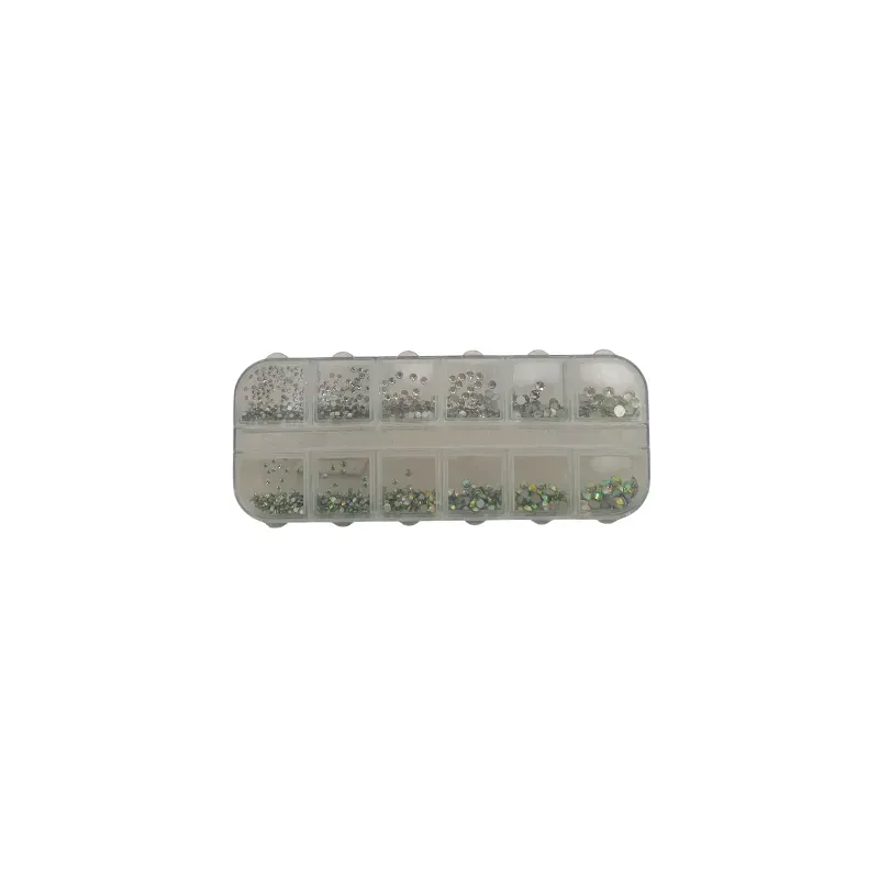 5207440005120BEAUTY SALON Nail Κασετίνα Στρας Ασημί - Ιριδίζον 12 Θέσεων_beautyfree.gr