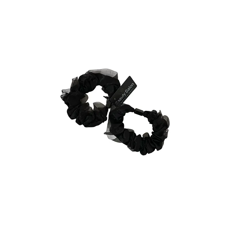 5207440007186BEAUTY SALON Λαστιχάκια Μαλλιών Μαύρα scrunchie Τούλι Σετ 2τμχ_beautyfree.gr