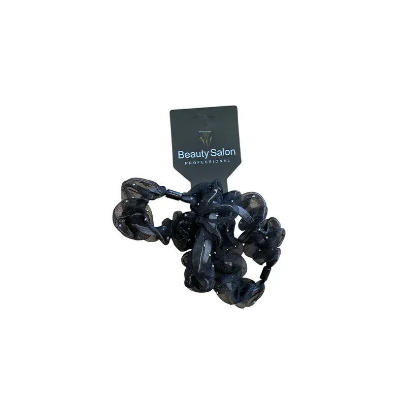 5207440006486BEAUTY SALON Λαστιχάκια Μαλλιών scrunchie Μαύρο Τούλι Σετ 3τμχ_beautyfree.gr