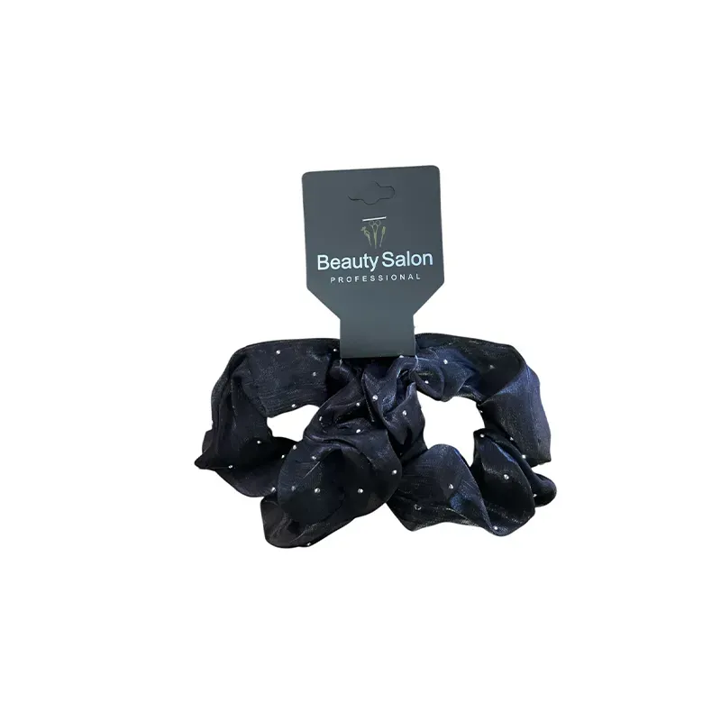 5207440006509BEAUTY SALON Λαστιχάκια Μαλλιών scrunchie Μαύρα με Στασάκια Σετ 2τμχ_beautyfree.gr