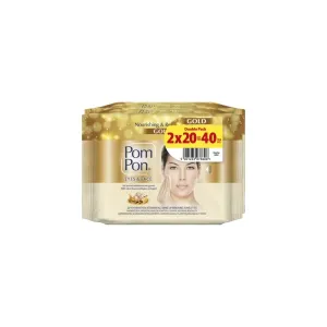 5201263078606POM-PON Υγρά Μαντηλάκια Nourishing & Revitalizing Gold Face & Eyes (2x20τμχ)_beautyfree.gr