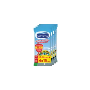 SEPTONA Antibacterial Kids On The Go Μαντηλάκια Χεριών 4x15τμχ