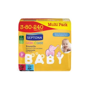 SEPTONA Calm n' Care Μωρομάντηλα με Χαμομήλι Multipack 3x80τμχ