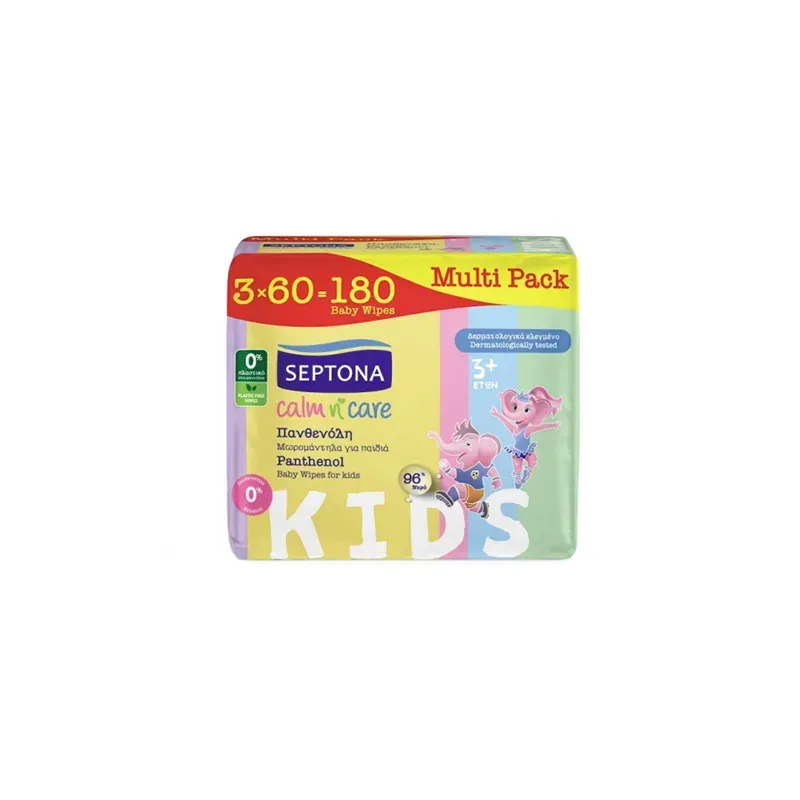 5201410964585SEPTONA Calm n' Care Kids Panthenol Μωρομάντηλα Multipack 3x60τμχ_beautyfree.gr