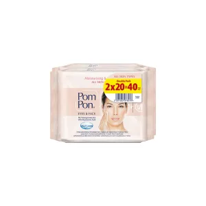 POM-PON Υγρά Μαντηλάκια Ντεμακιγιάζ Eyes & Face 20τεμ. 1+1 ΔΩΡΟ