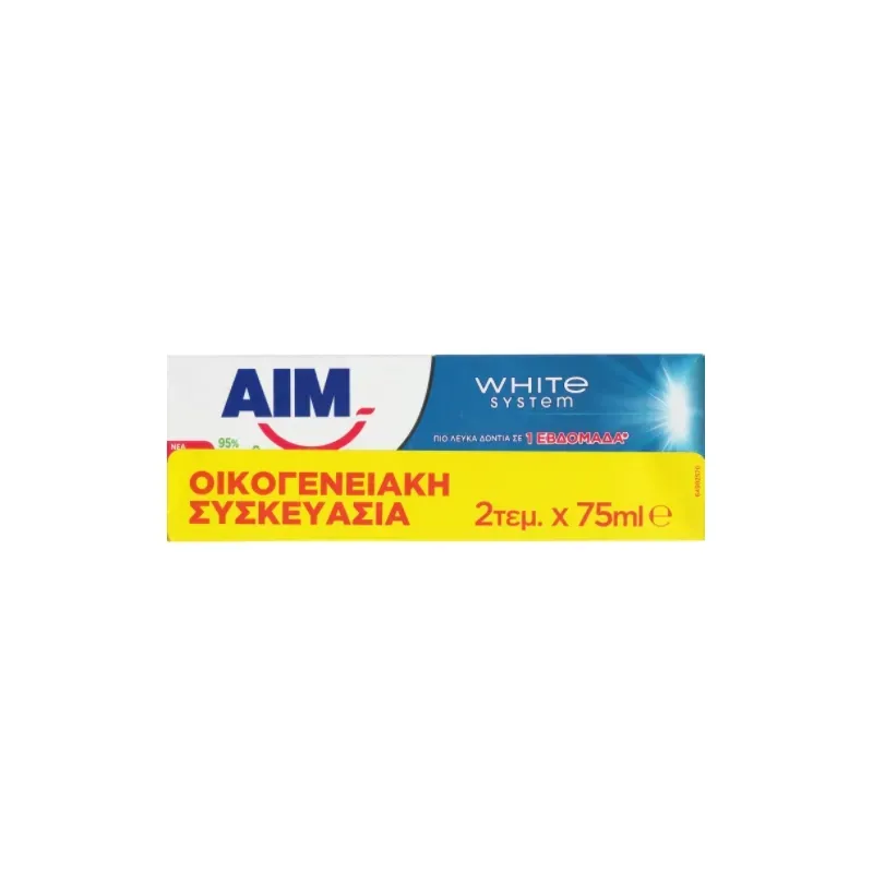 8720181771217AIM Οδοντόκρεμα White System Οικ. Συσκευασία 2τεμ x 75ml_beautyfree.gr