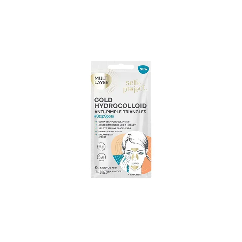 5902853095170SELFIE PROJECT Patches Gold Hydrocolloid για Ακμή Χρυσά Τρίγωνα 4τμχ_beautyfree.gr