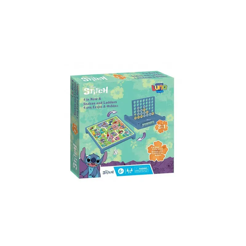 5205698756566LILO & STITCH Επιτραπεζιο Παιχνιδι 4 Στην Σειρα & Φιδακι 29x29x6εκ _beautyfree.gr